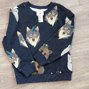 H&M Navy Sweatshirt with Wolf Print